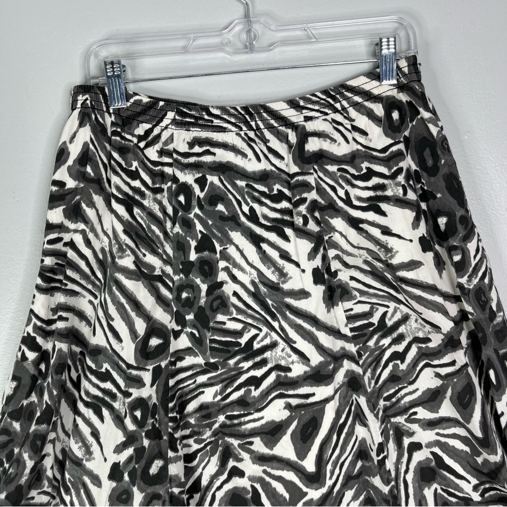 Additions By Chicos Skirt Women’s 1 M Black White Printed Cotton Lined A Line - Picture 4 of 12